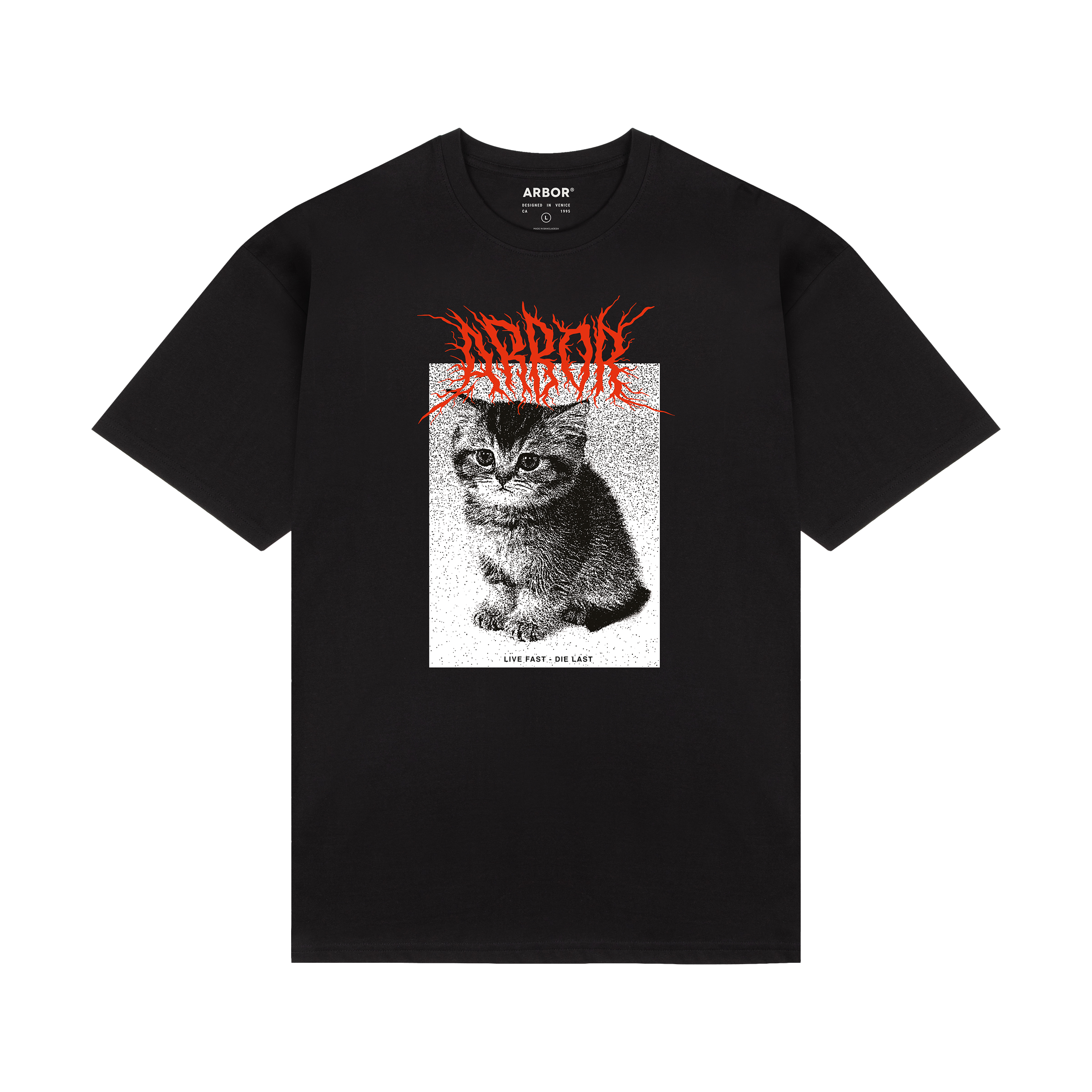 Santa Monica - vintage anvil 猫柄 アート Tシャツ itimi hooked Arbor Apparel - kitten T-Shirt - Black – Arbor Collective