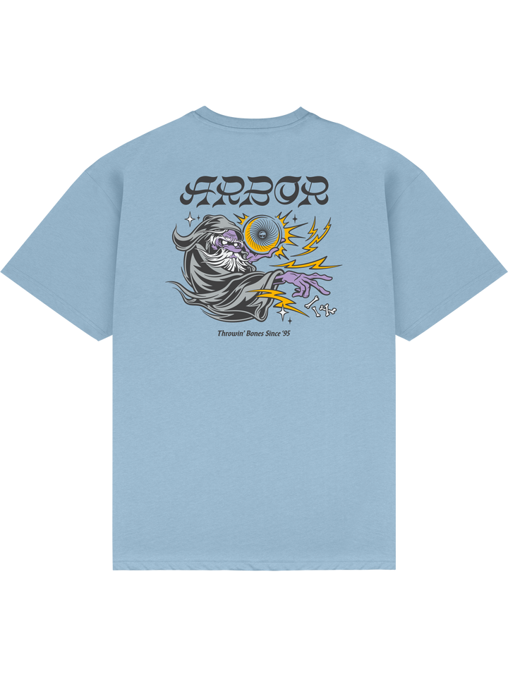 Arbor Throwing Bones T-Shirt Tee Sky Blue Graphic