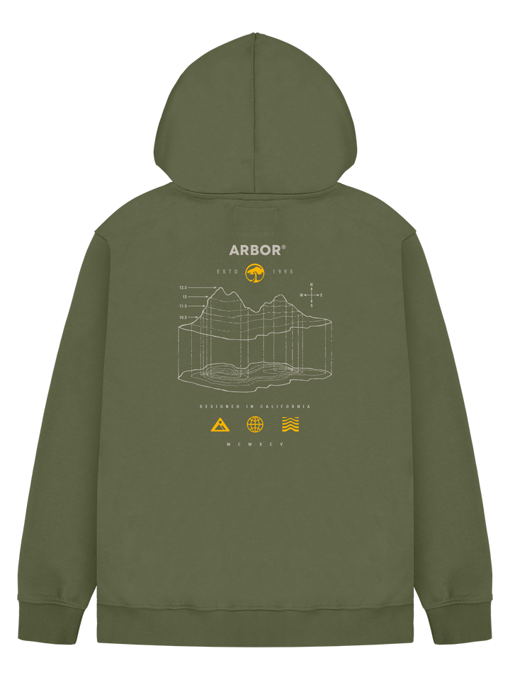 Arbor Coda Hooded Sweatshirt Hoody Fleece Army Green Graphic